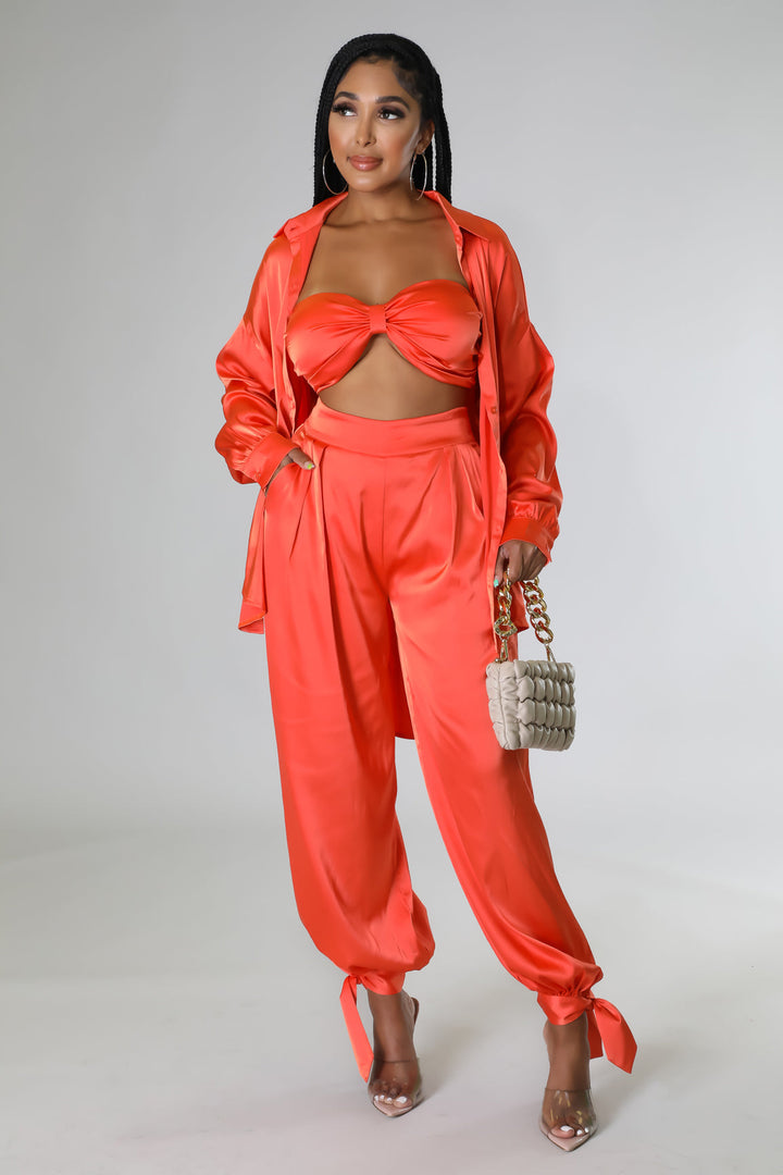 Bra Top, Pants & Shirt Set