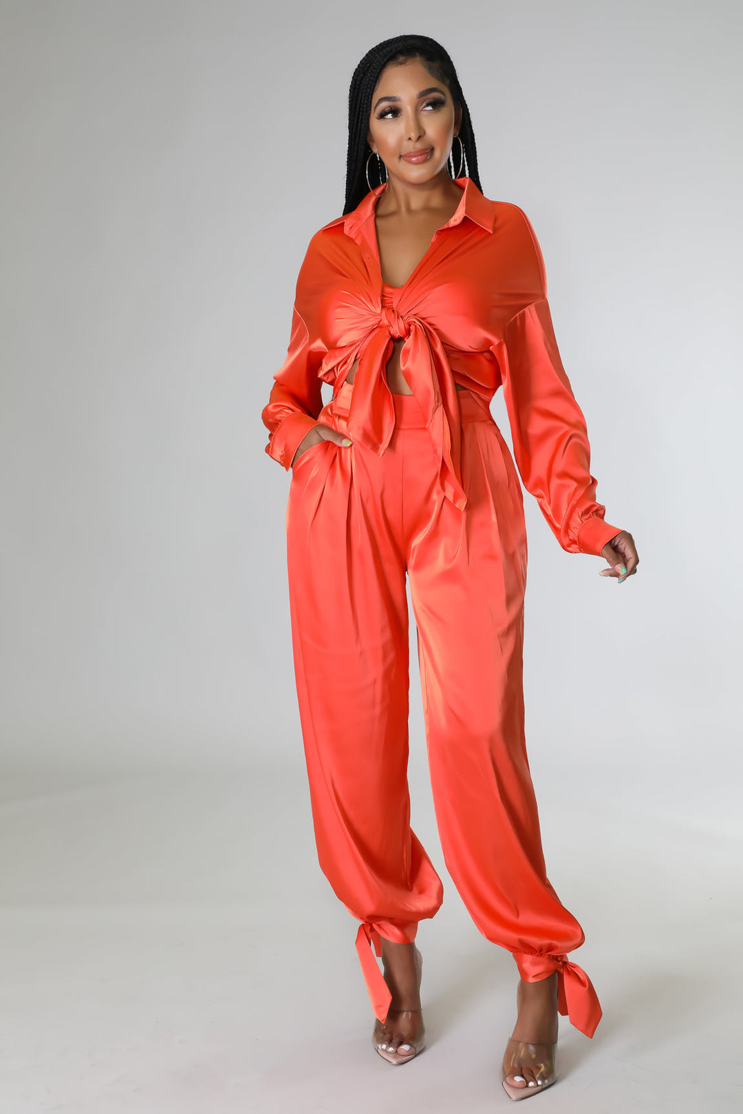 Bra Top, Pants & Shirt Set