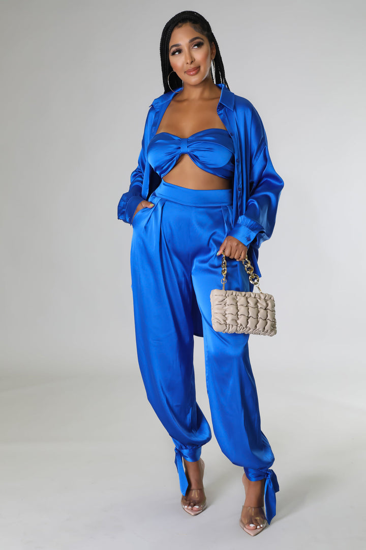 Bra Top, Pants & Shirt Set