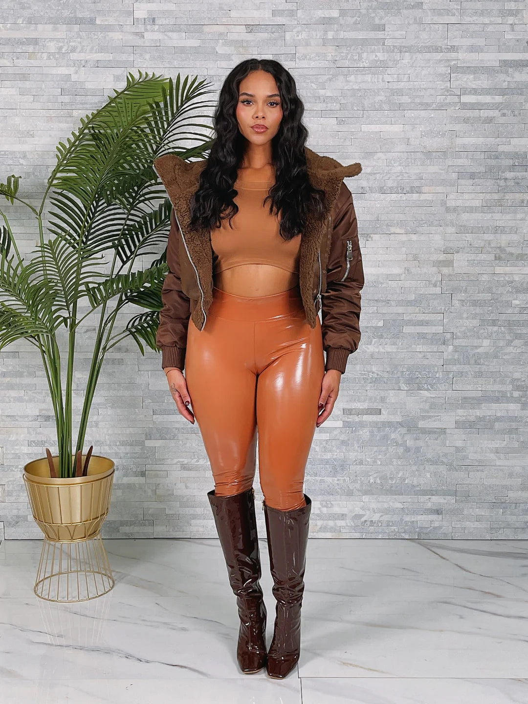 FAUX LEATHER SHERPA INNER JACKET