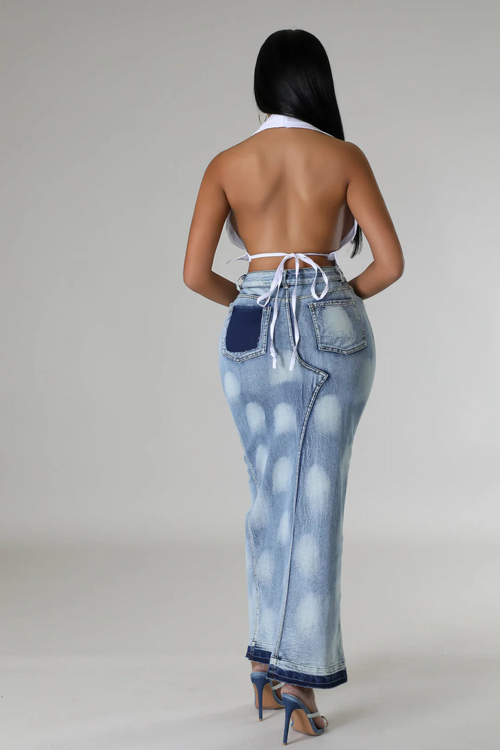 Denim Slit Skirt