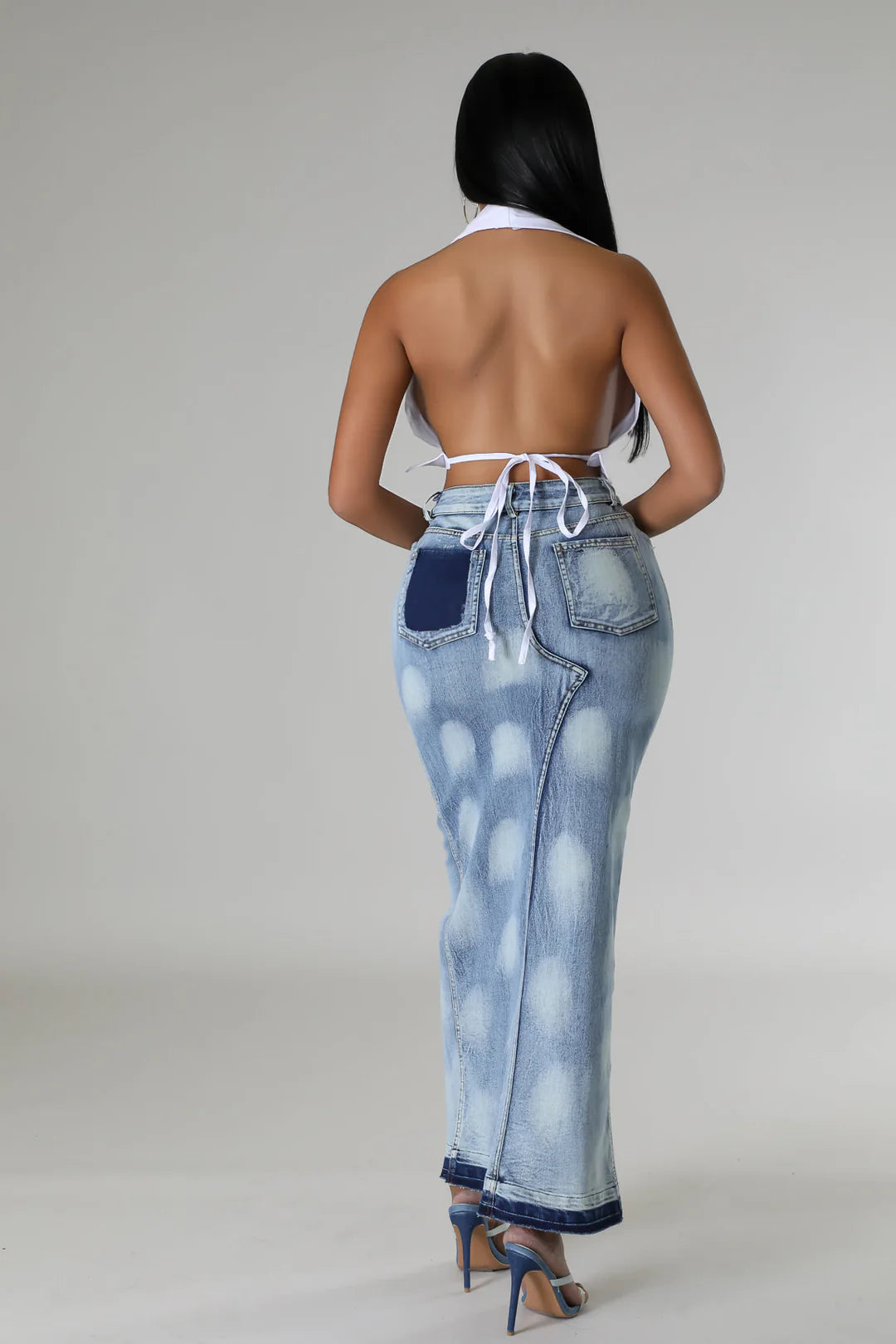 Denim Slit Skirt