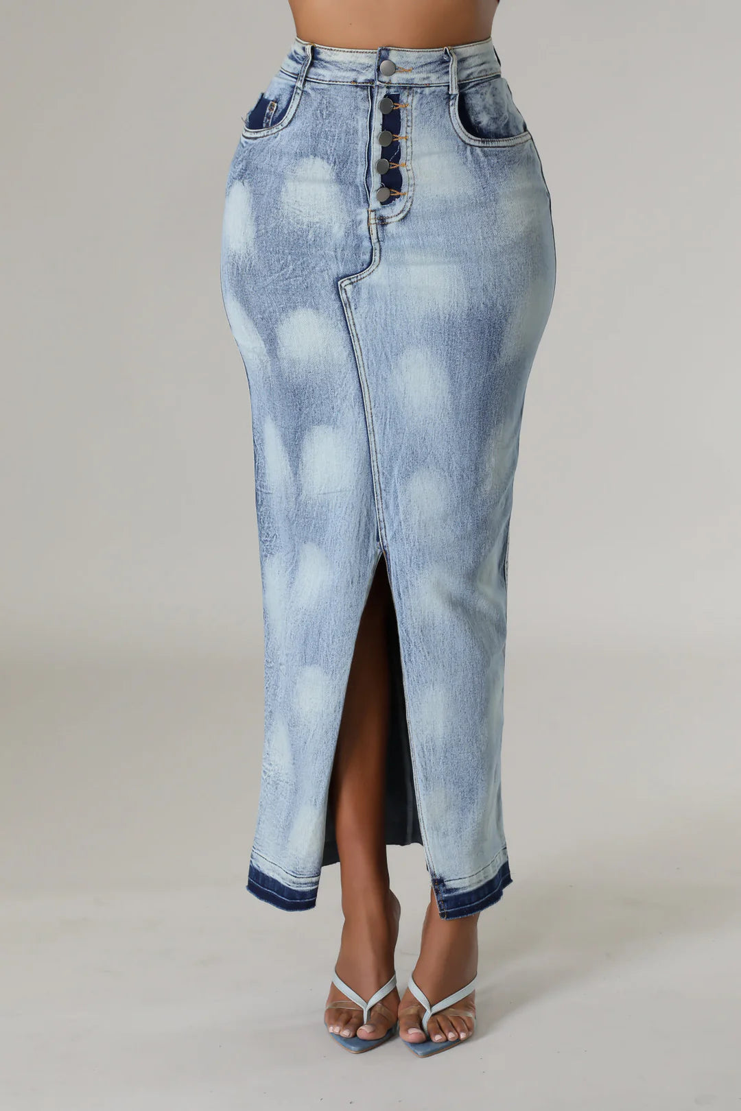 Denim Slit Skirt