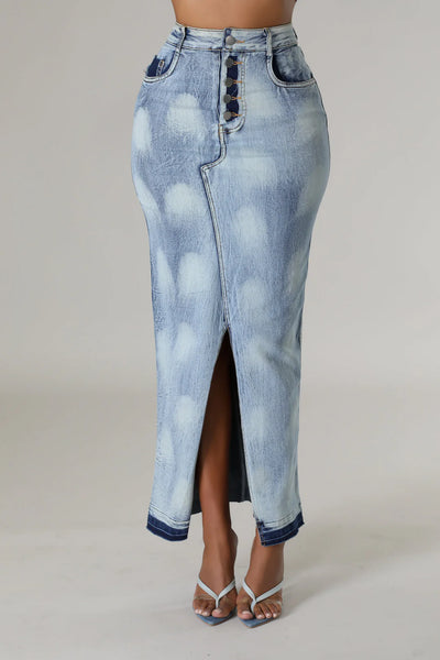 Denim Slit Skirt