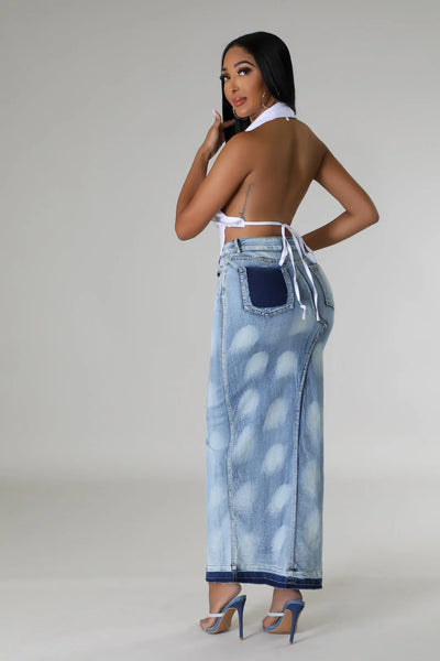 Denim Slit Skirt