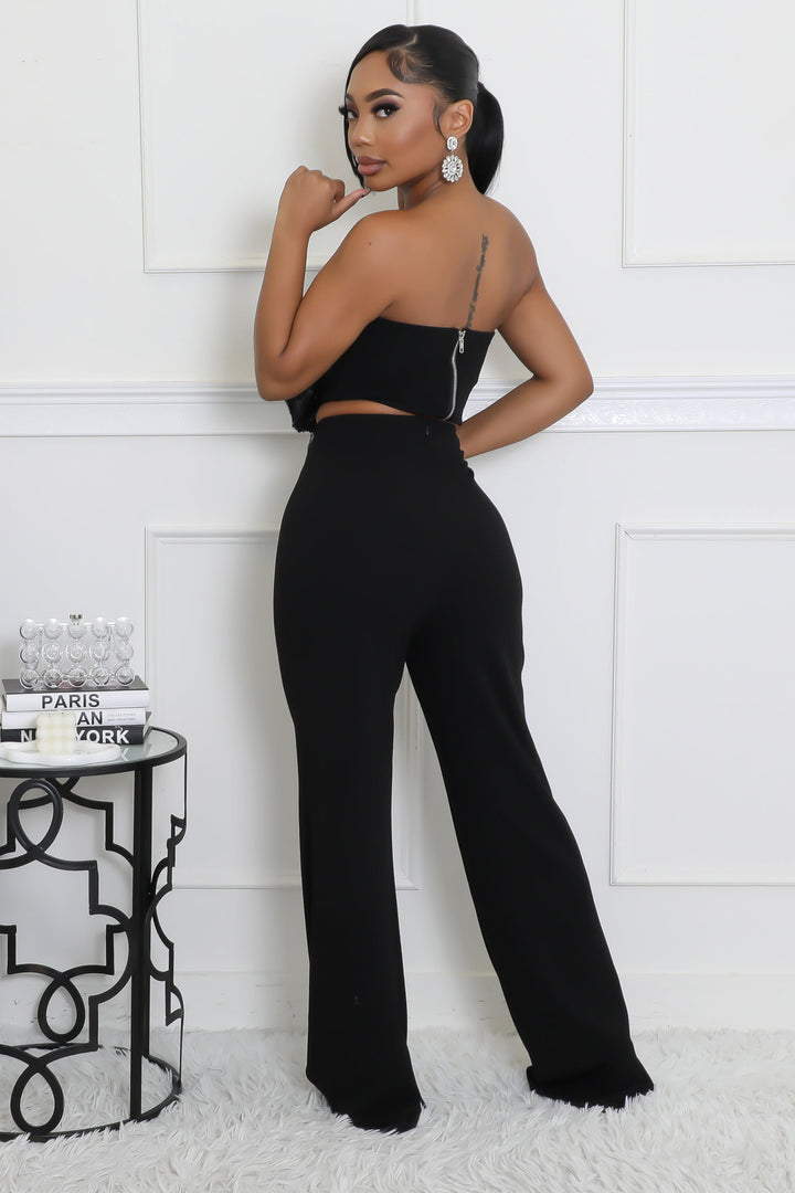 Sequins Floral Tube Top & Pants Set