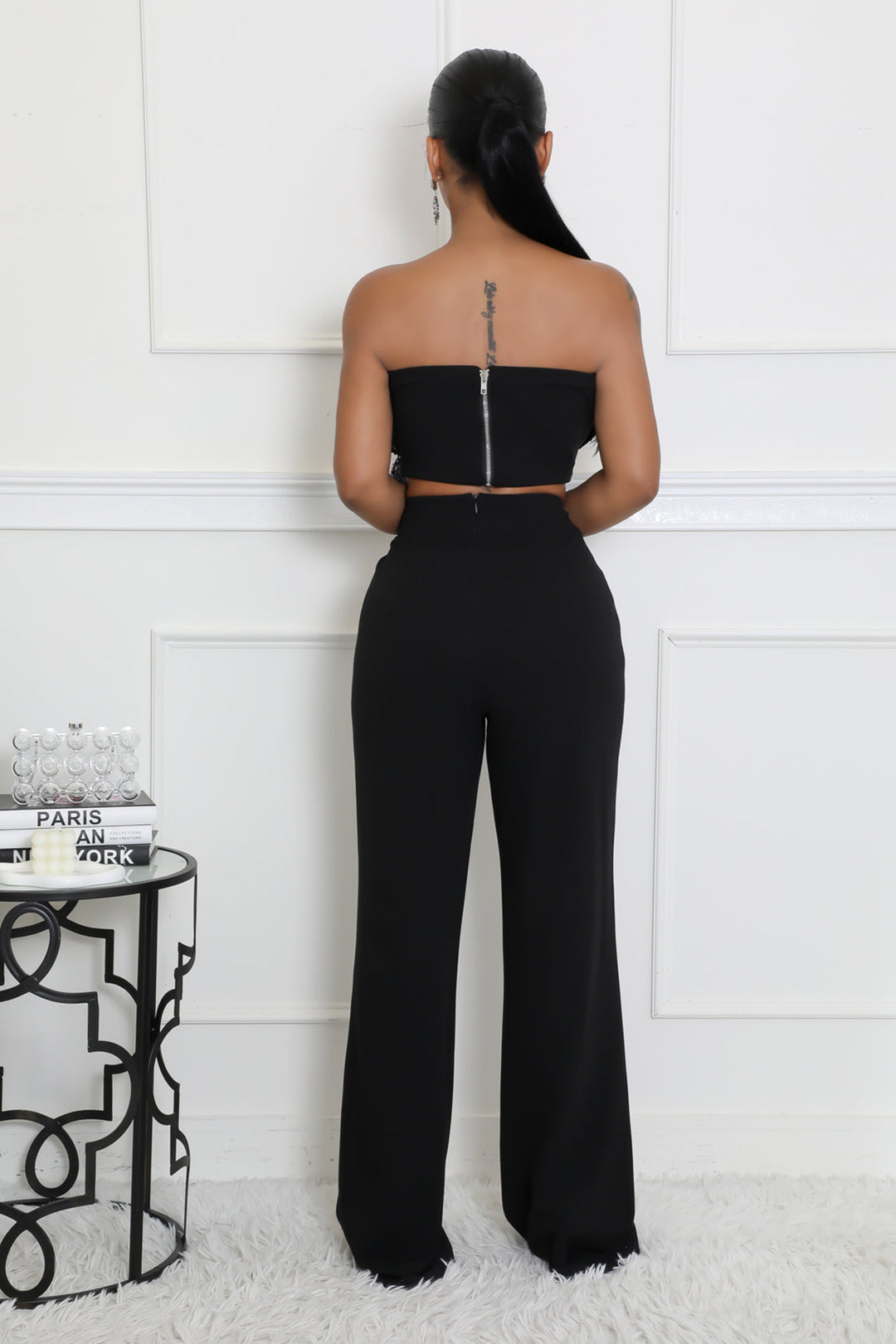 Sequins Floral Tube Top & Pants Set