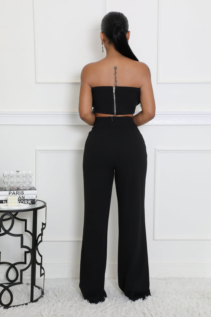 Sequins Floral Tube Top & Pants Set