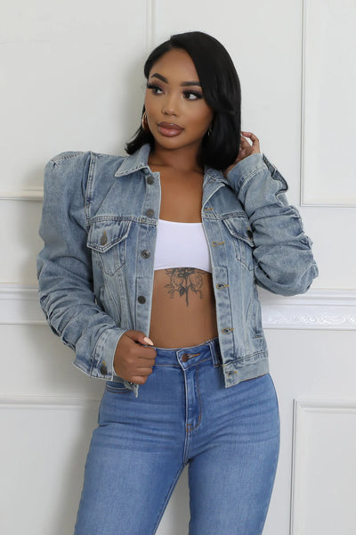 Blouson Sleeve Denim Jacket