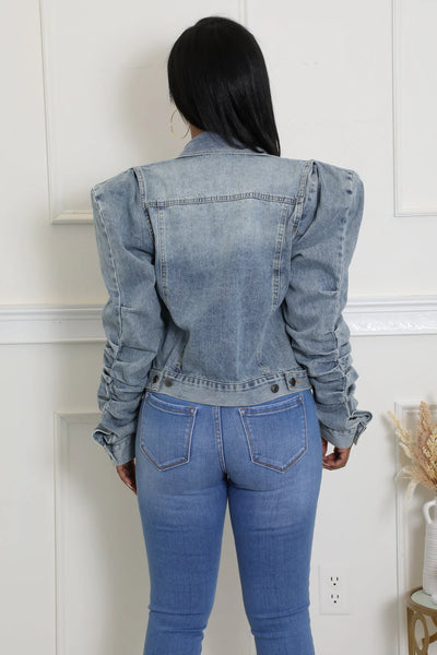 Blouson Sleeve Denim Jacket