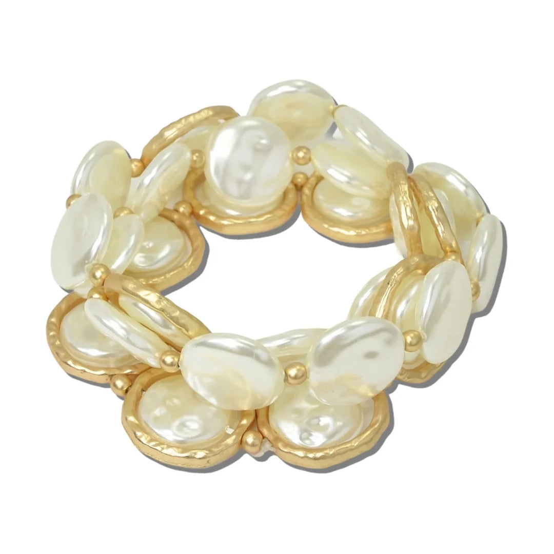 COIN PEARL LAYERED STRETCH BRACELET