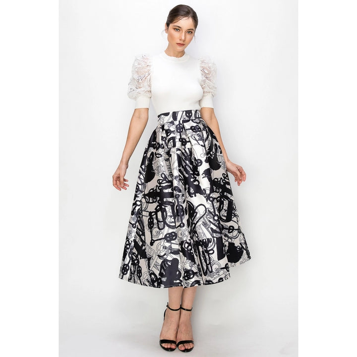 Midi Skirt Abstract Print