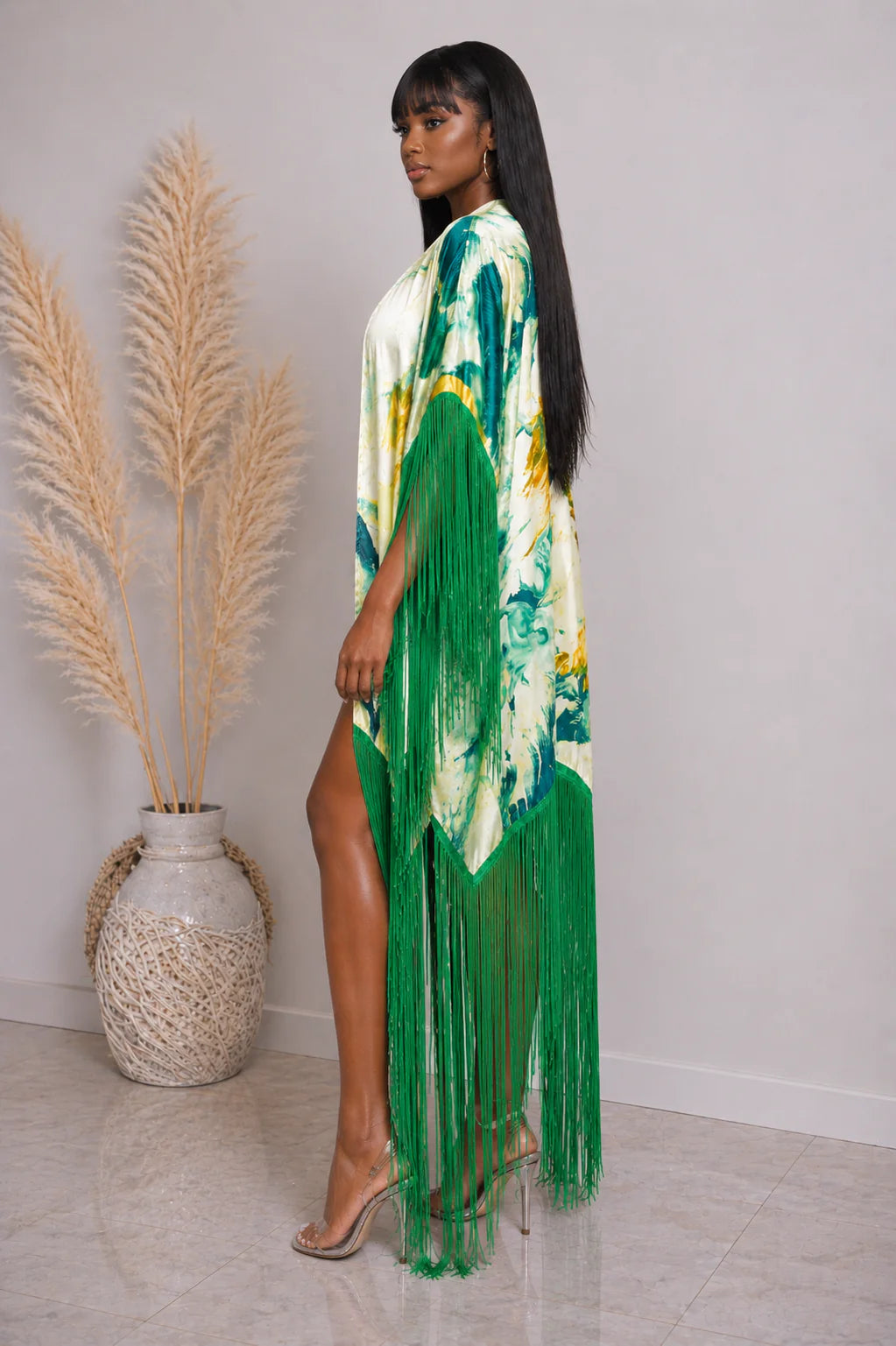 Tropical Fringe Kimono Cover Up Kimono