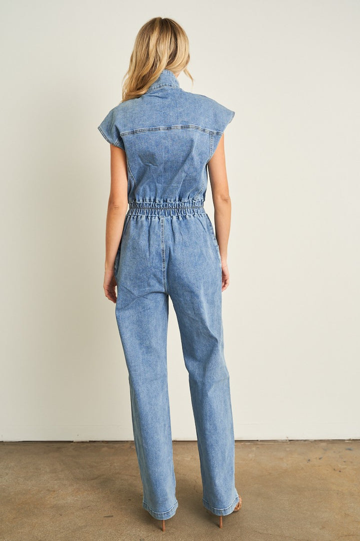 Denim Wide Pants Jumpsuit