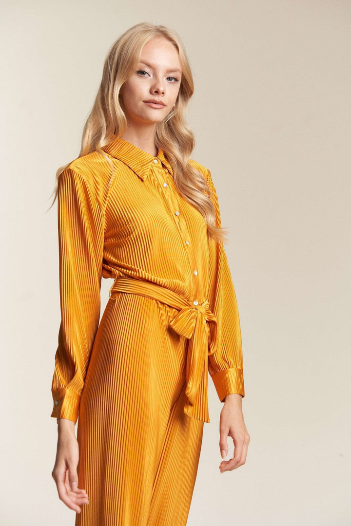 Crinckled Fabric Button Down Tie Waist Jumpsuit