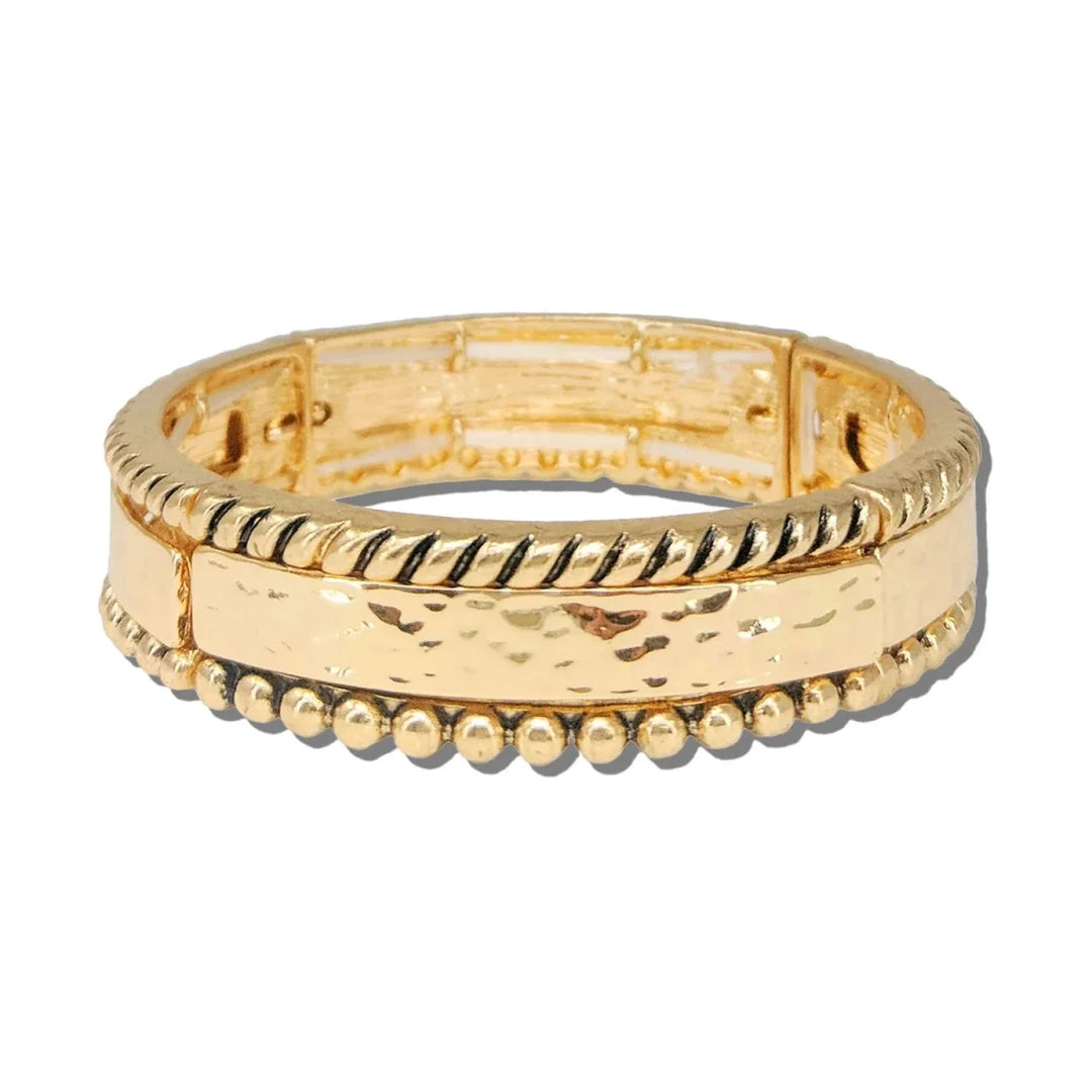 HAMMERED ROPE EDGE STRETCH BANGLE