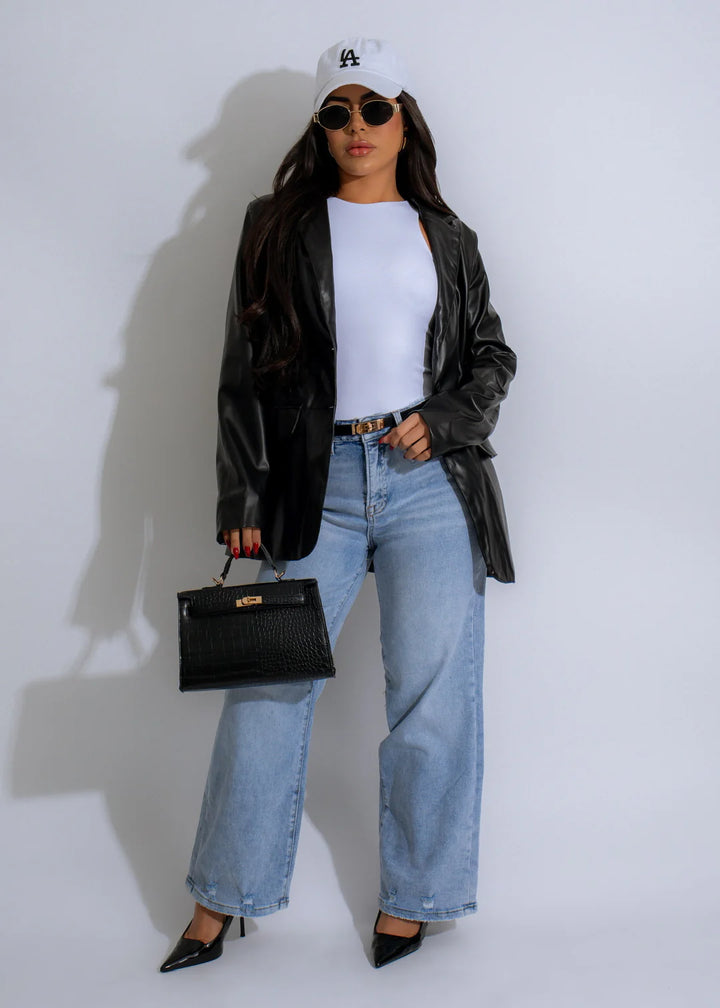 Martina Faux Leather PU Blazer Jacket