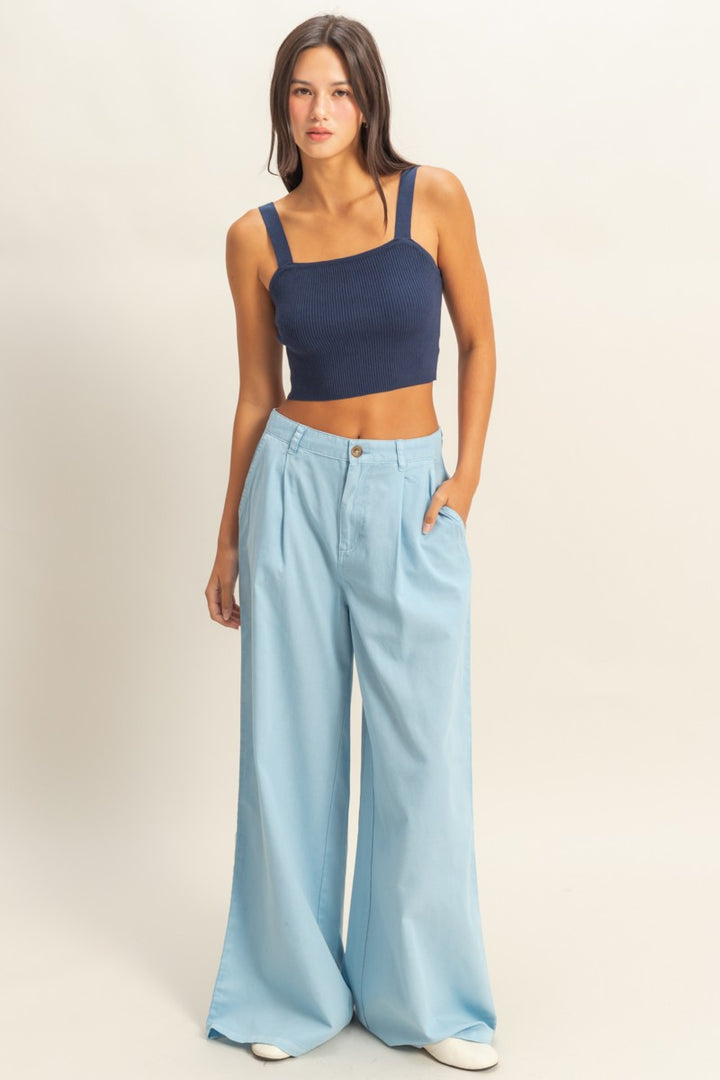 High Waist Basic Wide Leg Pants