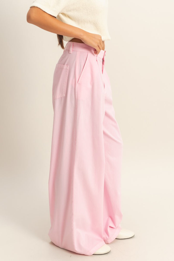 High Waist Basic Wide Leg Pants