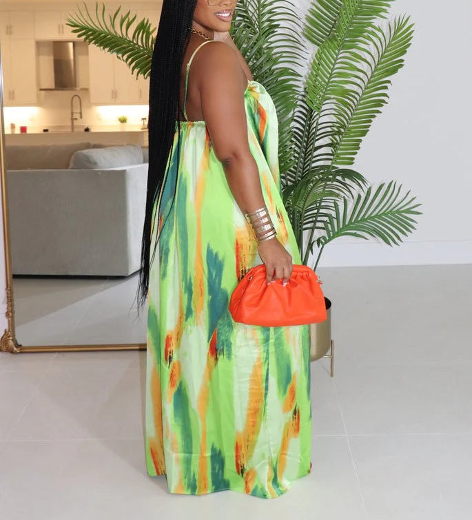 Satin Multi Color Wide Leg Jumpsuit