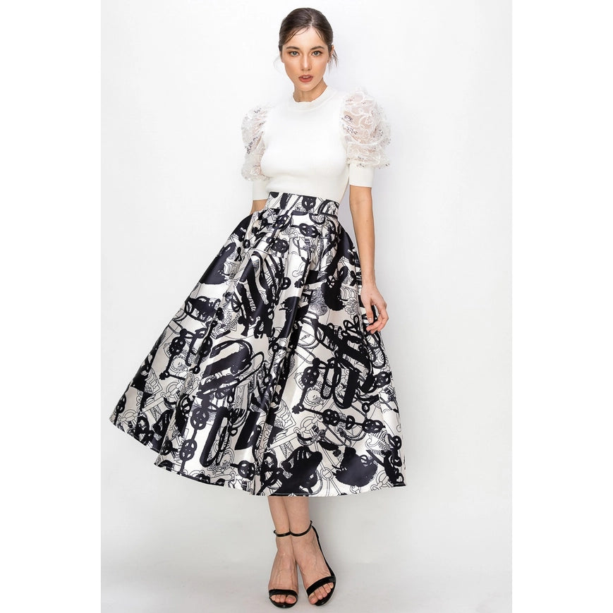 Midi Skirt Abstract Print