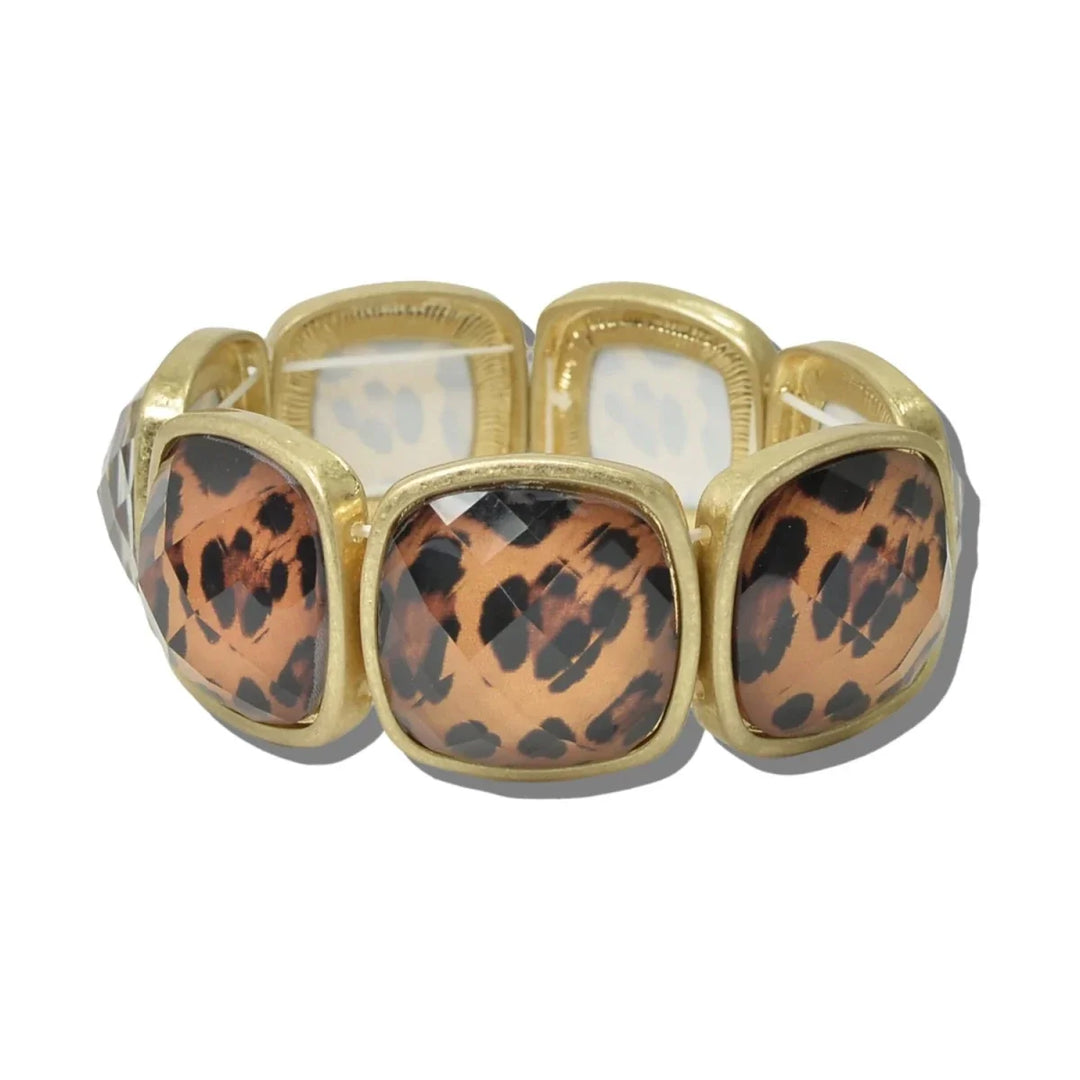 FACETED LEOPARD PRINT STRETCH BRACELET