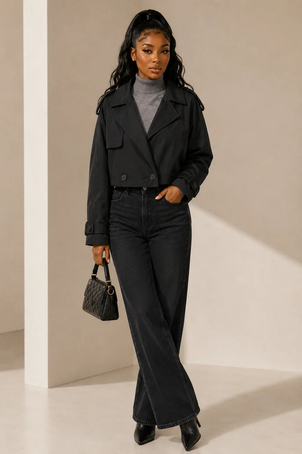 BALLOON CROPPED TRENCH COAT