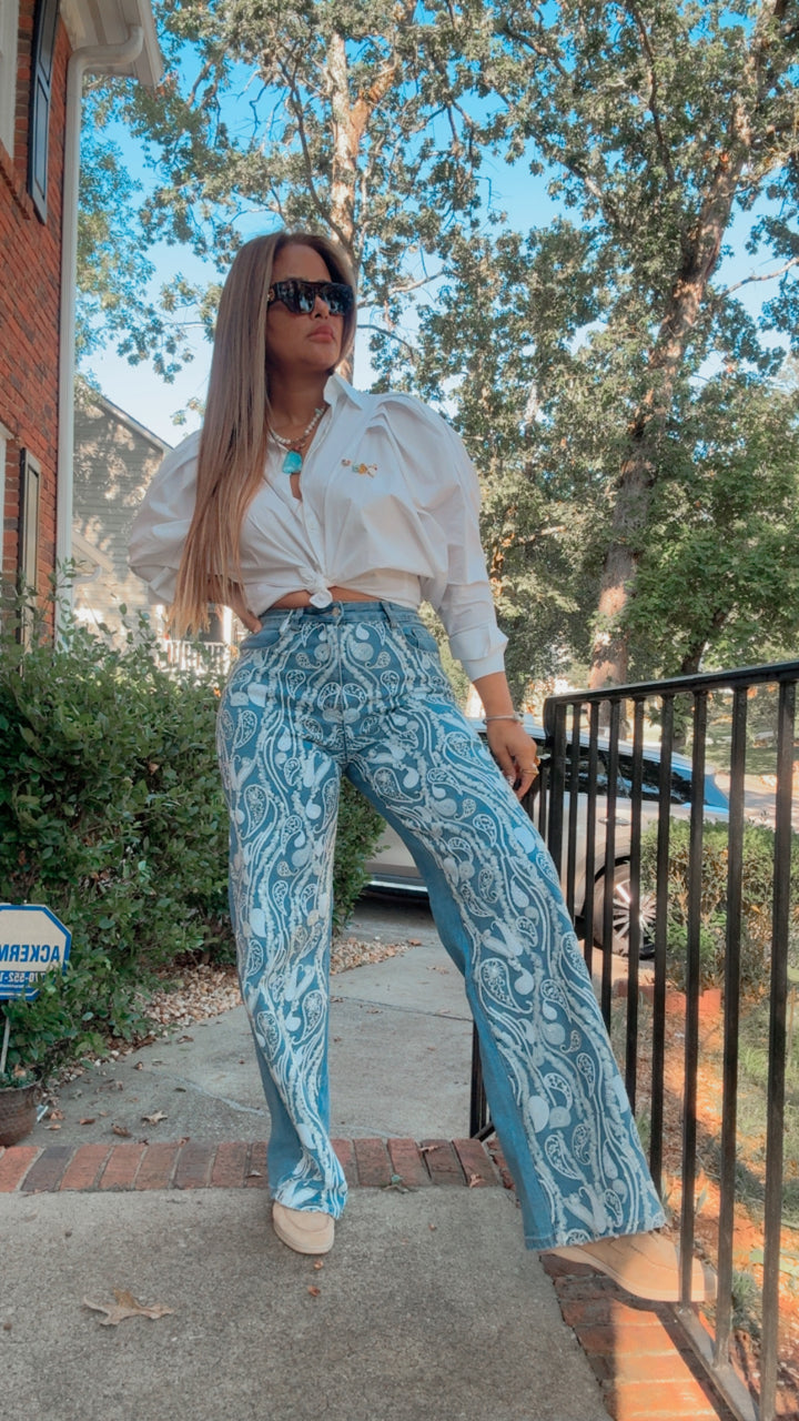 Sequins Detail Denim Pants