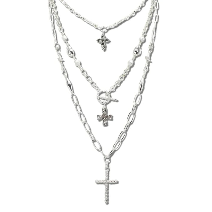 LAYERED CROSS CHAIN NECKLACE