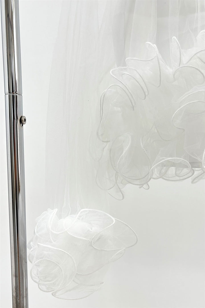 2-pcs Sheer Ruffle Trim Blouse