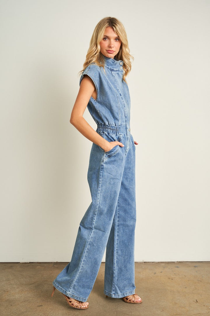 Denim Wide Pants Jumpsuit