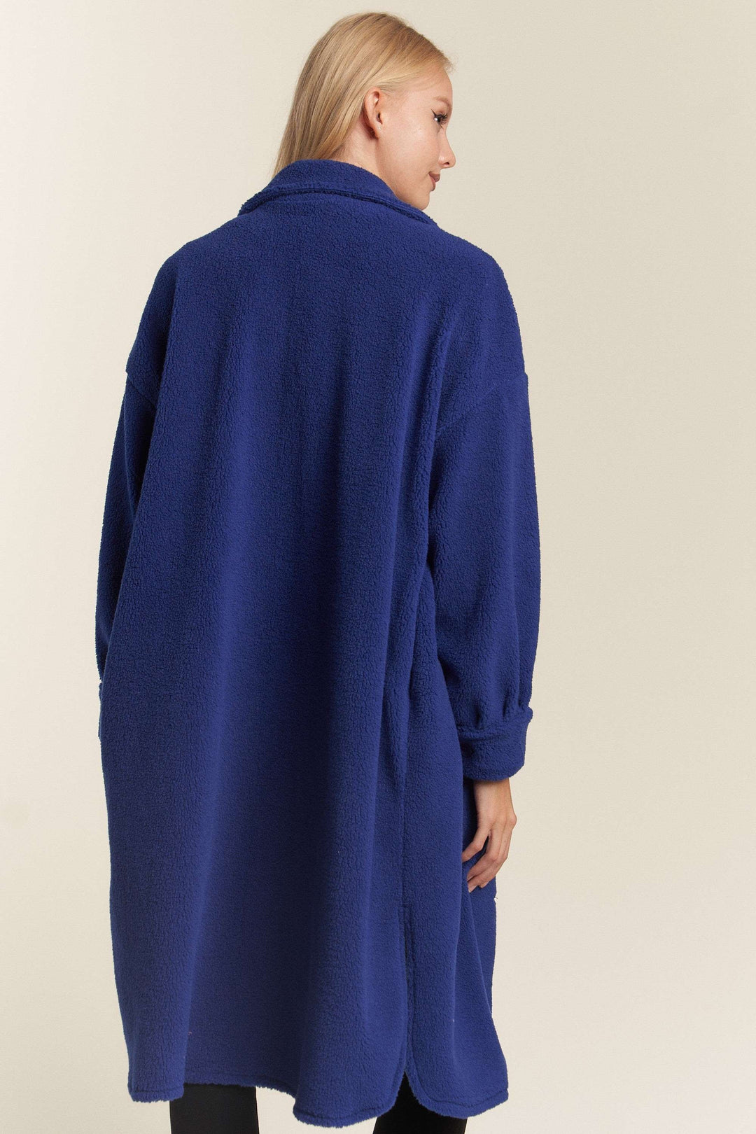 Faux Fur Button Down Pocket Long Jacket J324.18