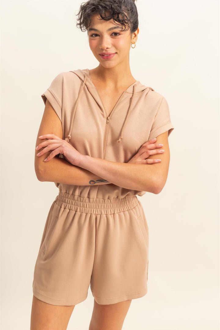Half Zip Hooded Romper