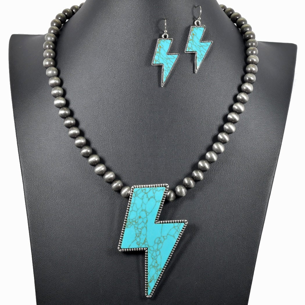 WESTERN LIGHTNING BOLT WITH NAVAJO BEAD NECKLACE