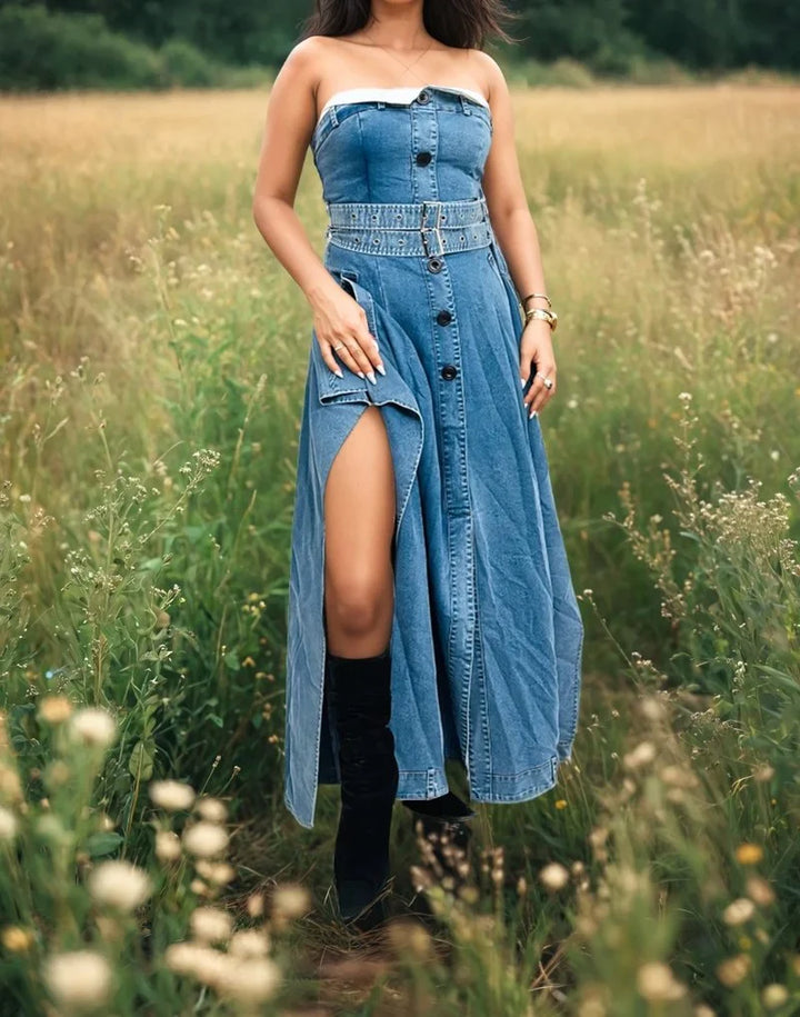 Chic Reinvented Trench Maxi Dress