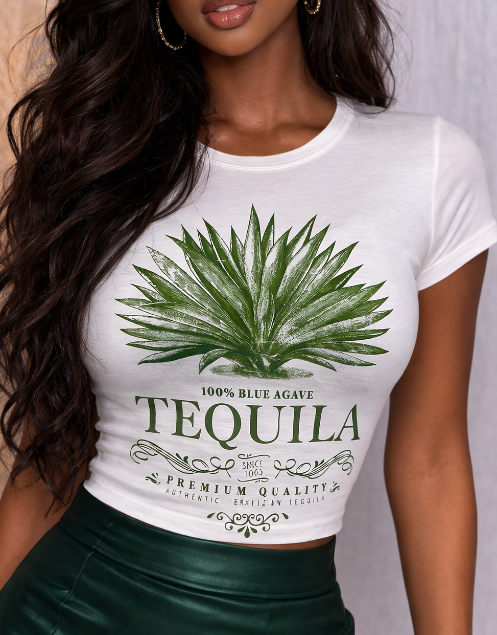 Tequila Blue Agave Graphic Crop Tee