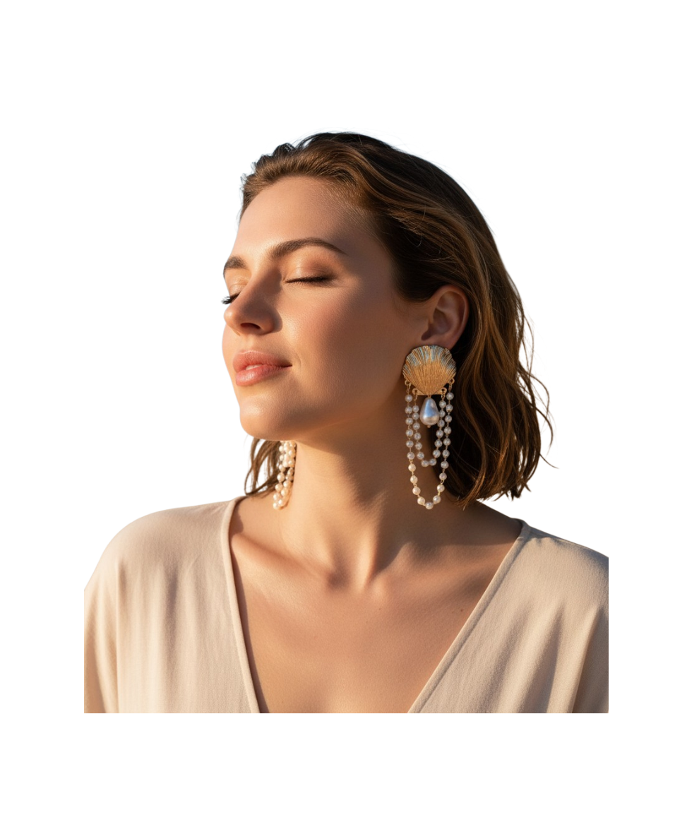 Shell Pearl Statement Earrings