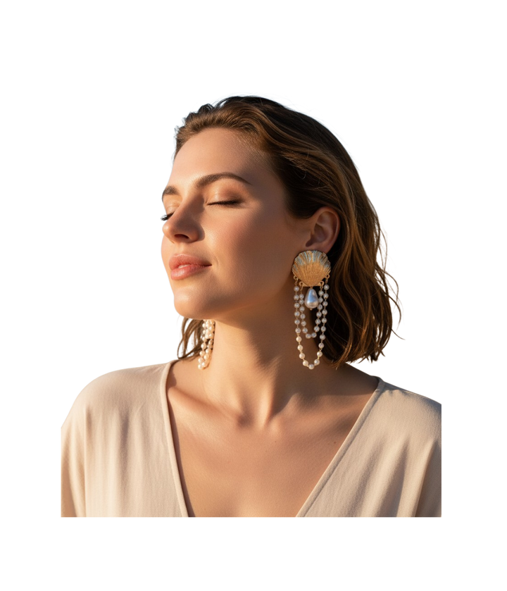 Shell Pearl Statement Earrings