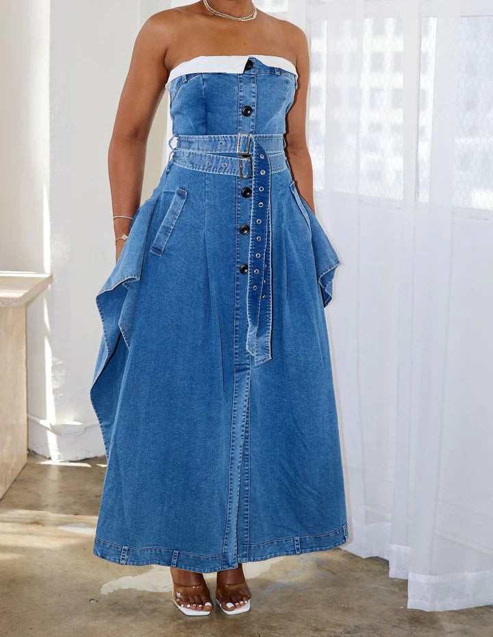 Chic Reinvented Trench Maxi Dress
