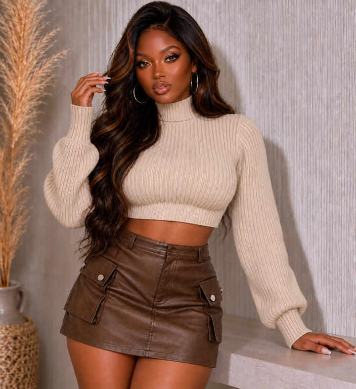 FAUX PU CARGO SKORT