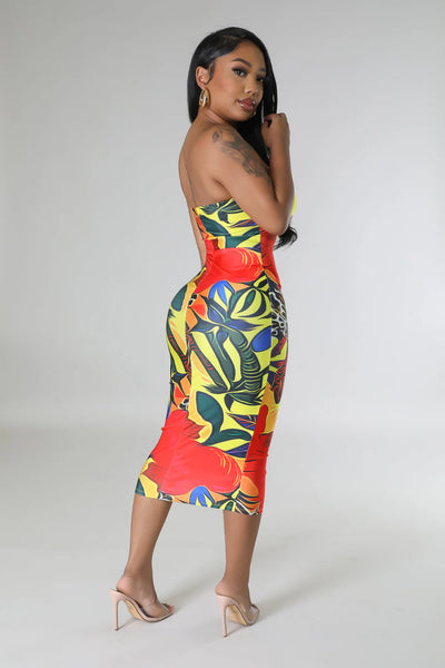 Print Pattern Midi Dress