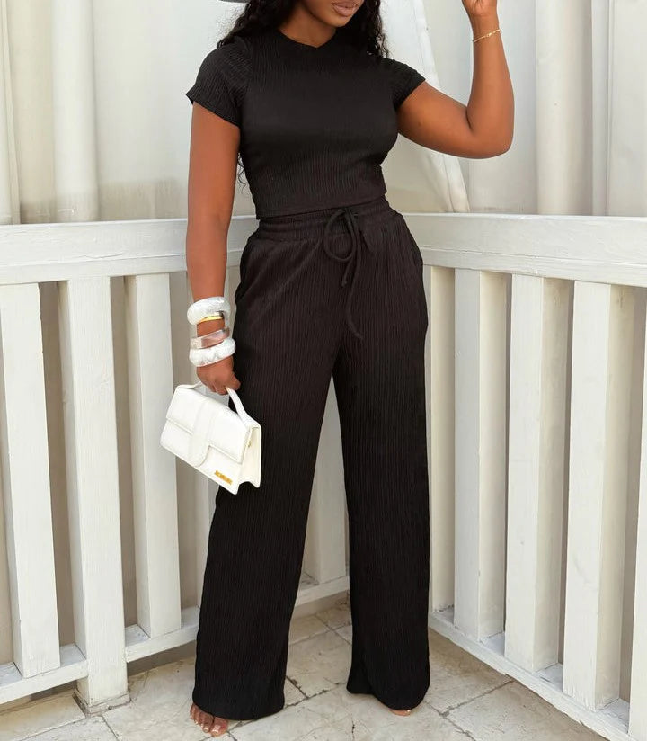 Wrinkle SS Top & Pants Set