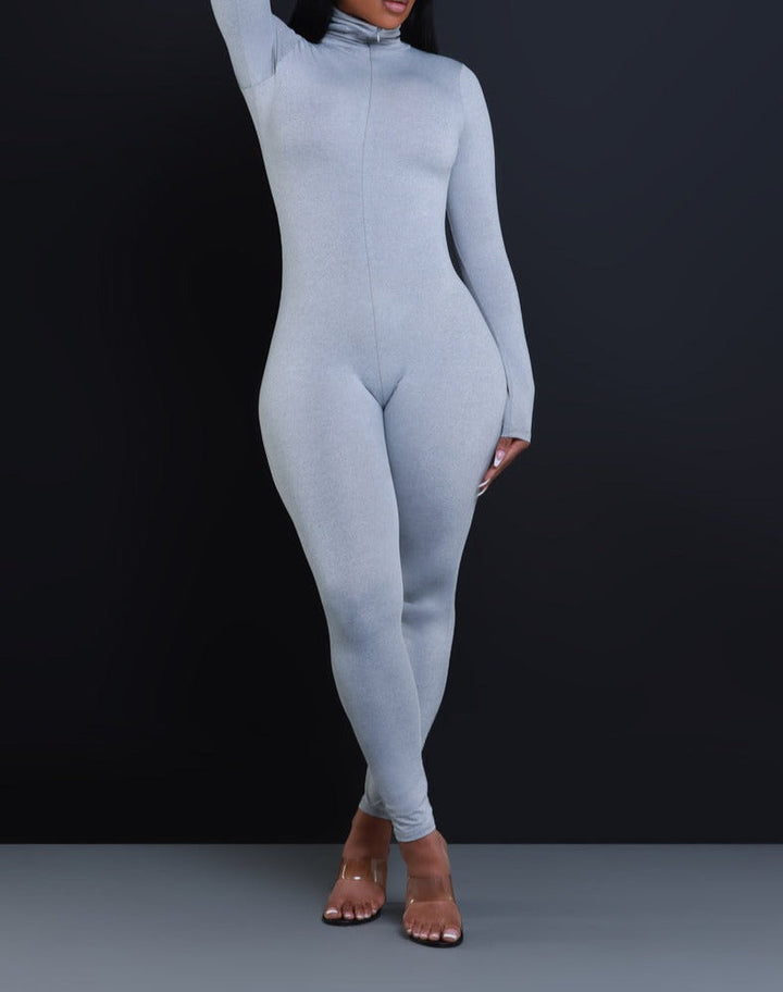 Solid Mockneck Jumpsuit