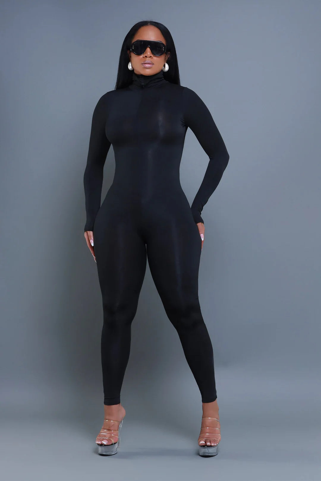 Solid Mockneck Jumpsuit