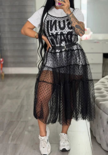 TSHIRT DRESS WITH LACE DRESS