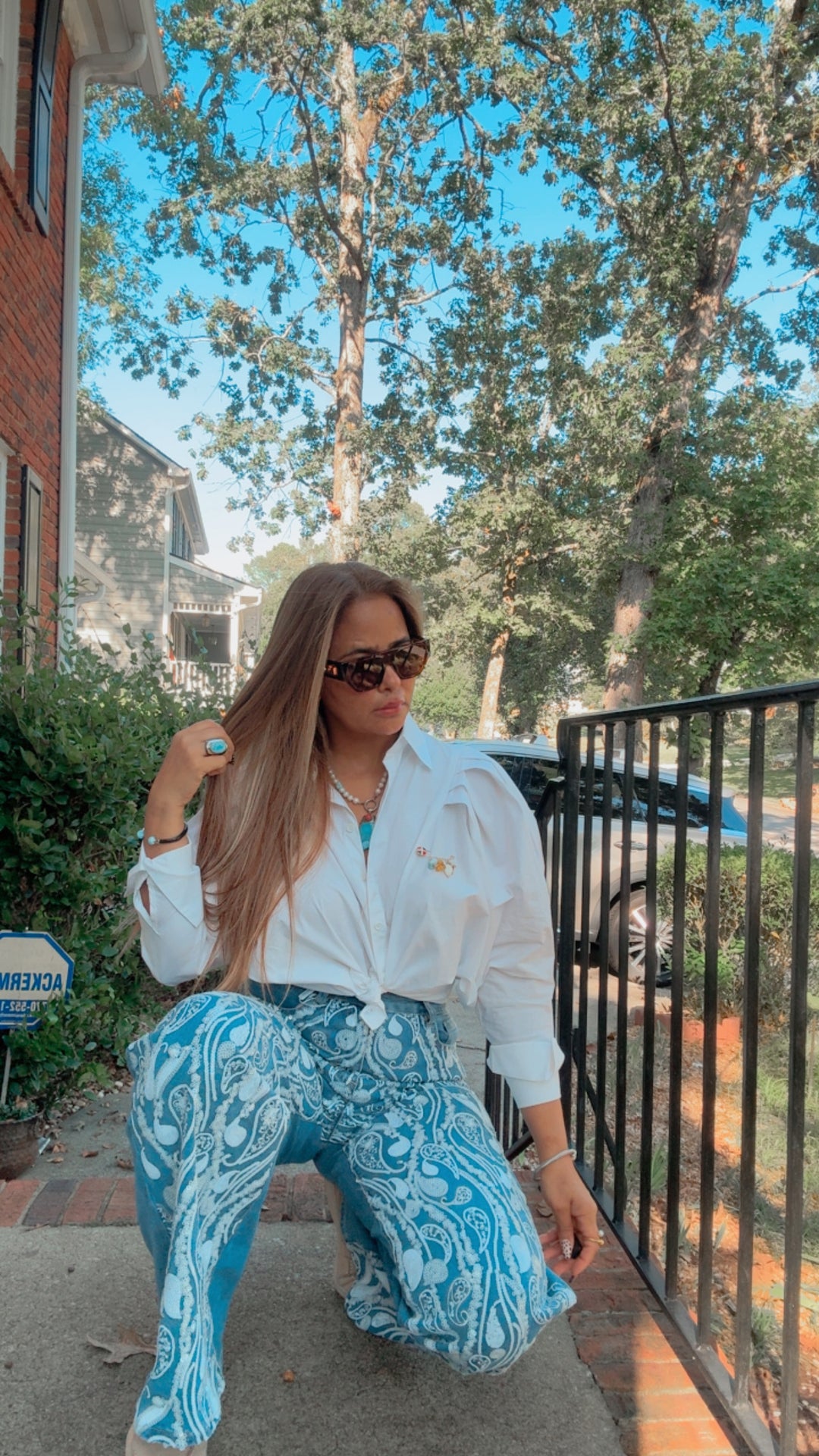 Sequins Detail Denim Pants