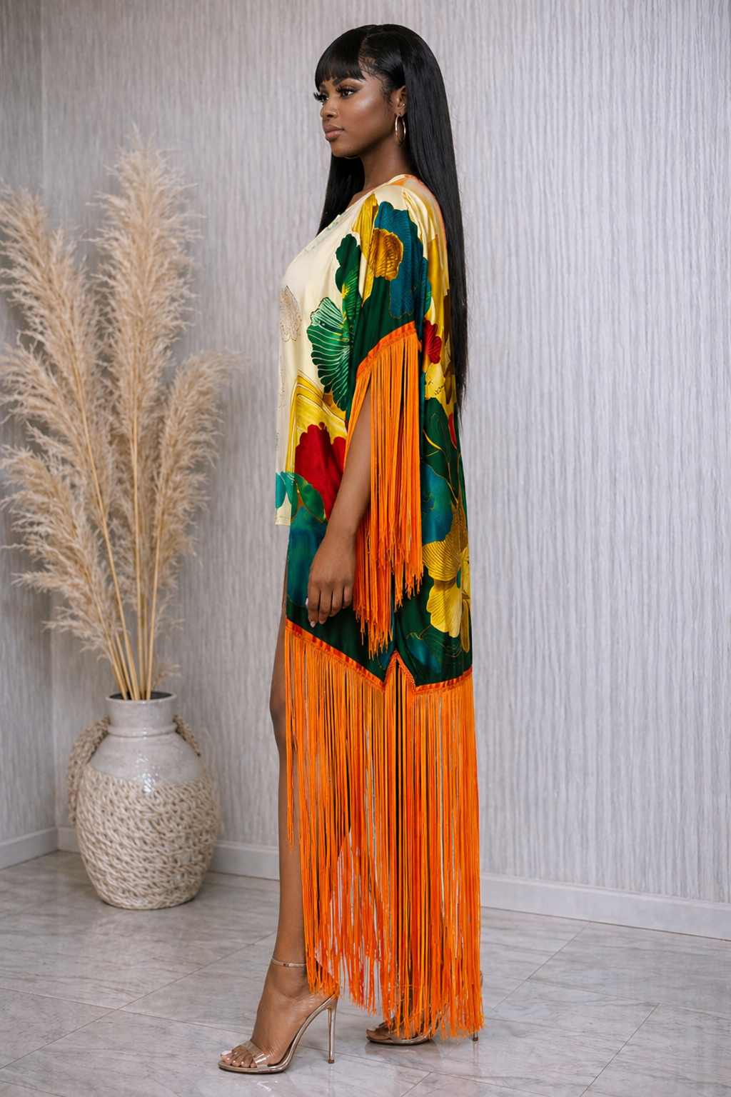 Tropical Fringe Kimono Cover Up Kimono