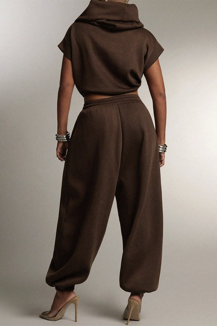 FLEECE COWL NECK TOP & JOGGER SET