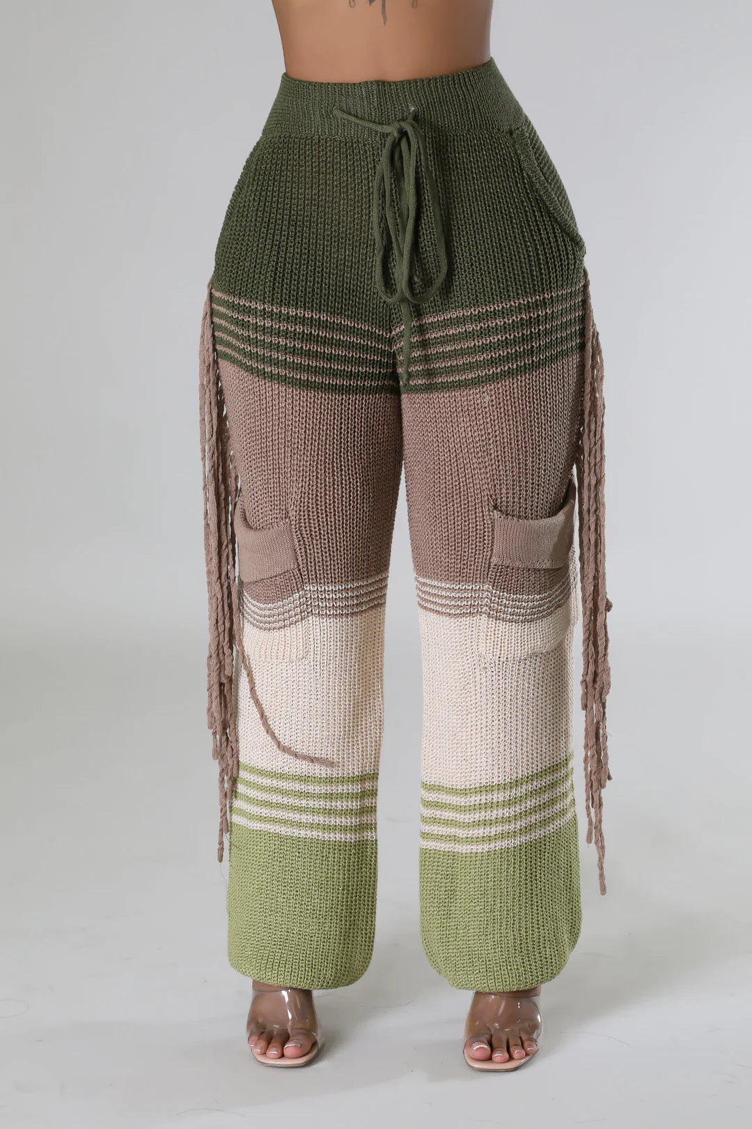Sweather Pants Knit Color Block