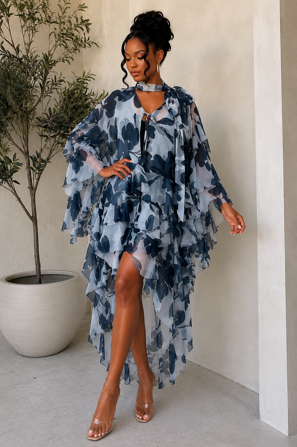 LS BOW TIERED OVERSIZED DUSTER